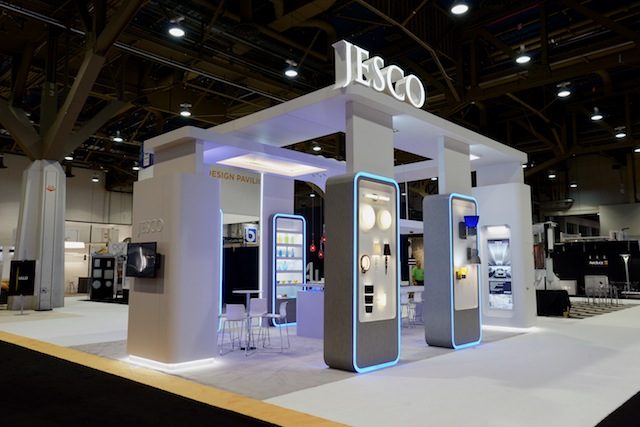 Modular exhibit with backlit graphics built by DSM Exhibits